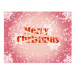 Merry Christmas with snowflakes and stars postcard postcards