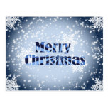 Merry Christmas with snowflakes blue postacrd postcards