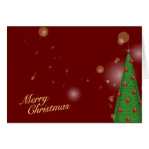 Merry Christmas With Tree on Red Background Cards