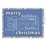 Merry Christmas Word Collage in Blue Card