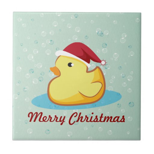 Merry Christmas yellow rubber duckie tile