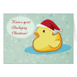 Merry Christmas yellow rubber ducky greeting card cards