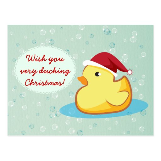 Merry Christmas yellow rubber ducky postcard