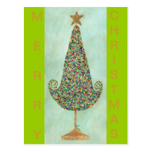 Merry Curly Christmas Postcard