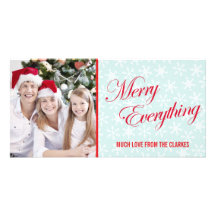 Merry Everything Blue Snowflake Photo Greeting Picture Card