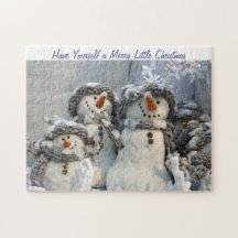 Merry little Christmas snowmen puzzle