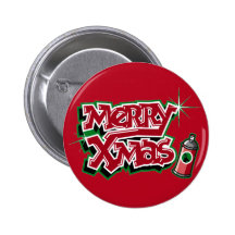 Merry Xmas Graffiti button