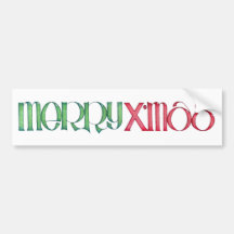 Merry X'mas green Bumper Sticker