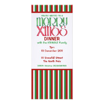 Merry X'mas green Christmas Dinner Invitation