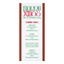 Merry X'mas green Christmas Dinner Menu Invitations