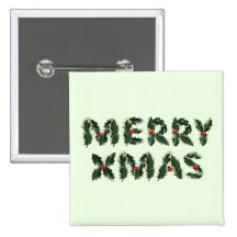 Merry Xmas Holly Pin
