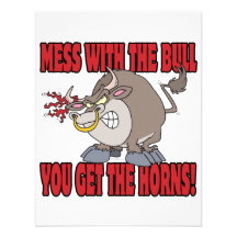mess with the bull get the horns attitude toon personalized announcement