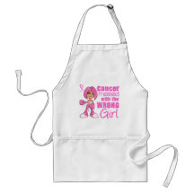 Messed With Wrong Girl Cartoon Breast Cancer Aprons