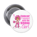Messed With Wrong Girl Cartoon Breast Cancer Pinback Buttons