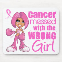 Messed With Wrong Girl Cartoon Breast Cancer Mousepad