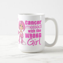 Messed With Wrong Girl Cartoon Breast Cancer Mugs