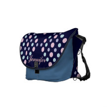 Messenger bag Polka dots in diamond shapes + Name