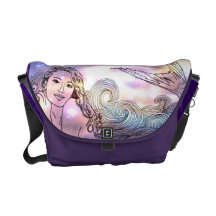 Messenger Bag Purple Cosmic Curly Wave Mermaid