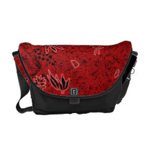 Messenger Bag Red and Black Floral