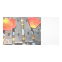 metal bells rose petals grunge music design photo greeting card