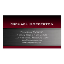 Metal Business Card Burgundy Red Header business cards