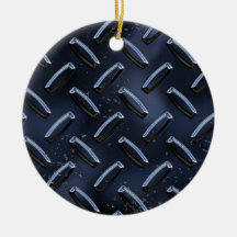 Metal Diamond Plate Christmas Tree Ornaments