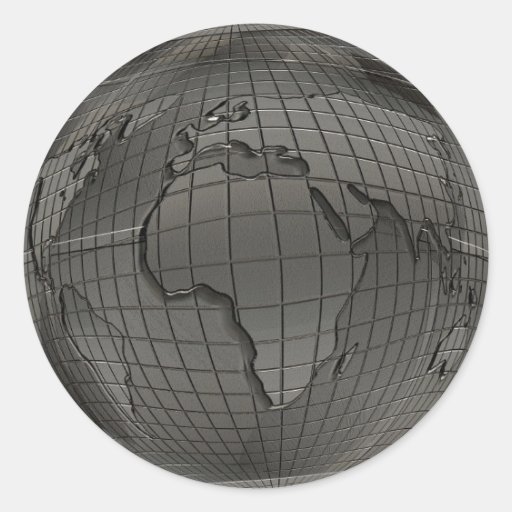 Metal Look World Globe Stickers