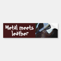 metal meets leather bumper sticker