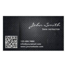 Metal QR Code Swim Instructor Business Card