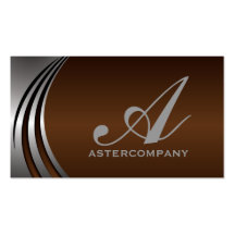 Metal silver grey chocola brown, monogram business business cards