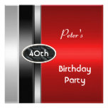 Metal Silver Red Mens 40th Birthday Party Man Announcement