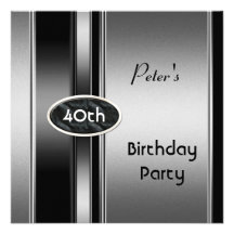 Metal Silver White Mens 40th Birthday Party Man Personalized Invitations