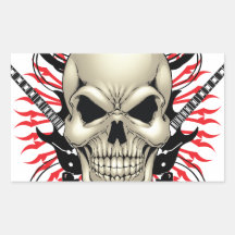 Metal Skull and Guitars design Rectangle Stickers