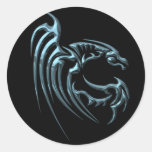 Metallic Blue Dragon with Stripes Sticker
