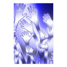 Metallic Blue Helping Hands Personalized Stationery