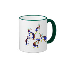 Metallic Blue Kokopelli Coffee Mugs