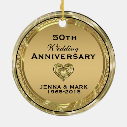 Metallic Gold 50th Wedding Anniversary Ornament 