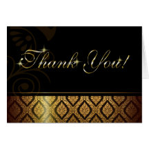 Metallic Gold Brocade Thank You Cards