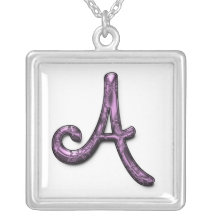 Metallic Purple Monogram Necklaces
