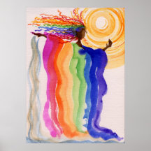 Metamorphosis Rainbow Woman Watercolor Painting Print