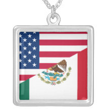 Mexican American Flag Necklace