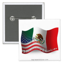 Mexican-American Waving Flag Button