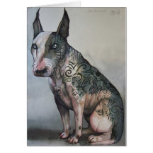 Mexican day of the dead bull terrier greeting card