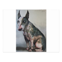 Mexican day of the dead bull terrier postcards