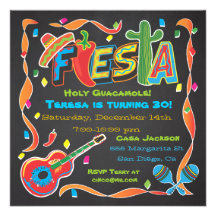 Mexican Fiesta Party Invitation on blackboard