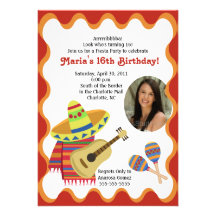 MEXICAN FIESTA PHOTO BIRTHDAY INVITATIONS