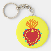 Mexican Folk Art Sacred Heart Key Chains