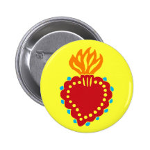 Mexican Folk Art Sacred Heart Pin