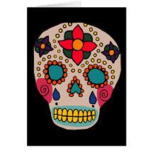 Mexican Folk Art Sugar Skull Greeting Card