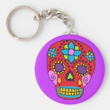 Mexican Folk Art Sugar Skull Keychain